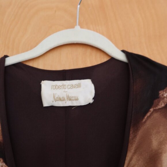 Roberto Cavalli for Neiman Marcus $1800 dress in brown/cream animal print ITALY - Picture 12 of 16